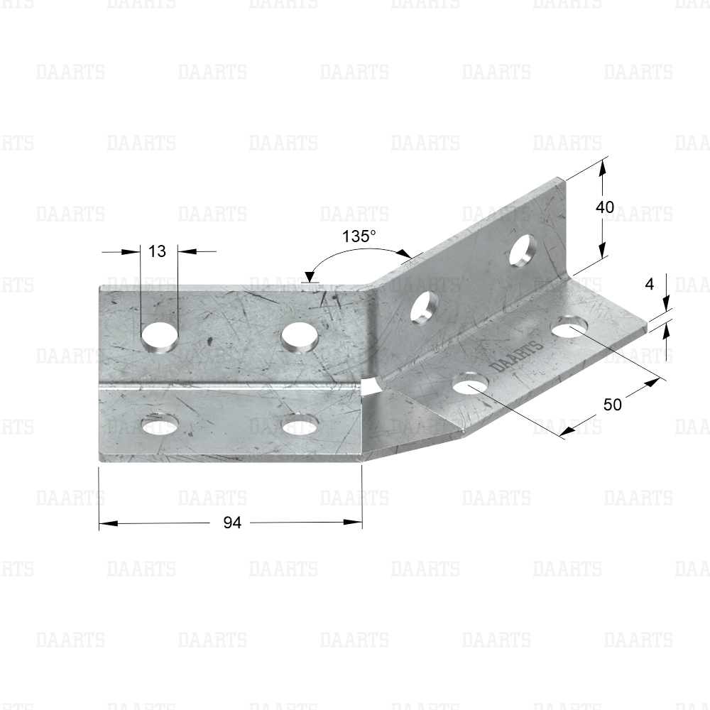 с размерами  Уголок монтажный универсальный DS MQL 8  45 135